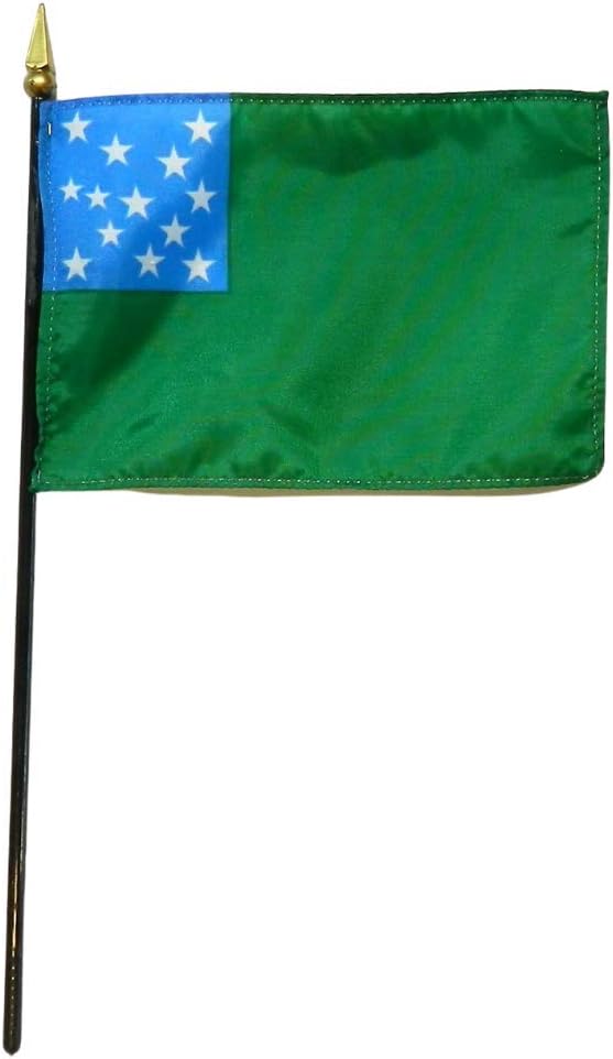 Green Mountain Boys Stick Flag - Vermont Republic - Made in USA (4x6" - Qty. 3 - With Base)