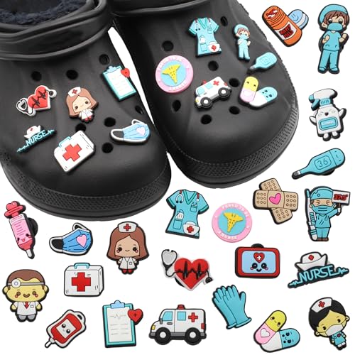 Pines Charms para crocs, Crocs Pin, Crocs charms, Shoe Charms, Adornos De zapatos, decoración de zapatos para Regalos, Colgante de zapato, Diseño de enfermeras y enfermeros, Pack 22 unidades