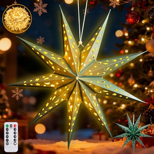 Papierstern Lampenschirm,60cm LED Papiersterne Zum Aufhängen mit...
