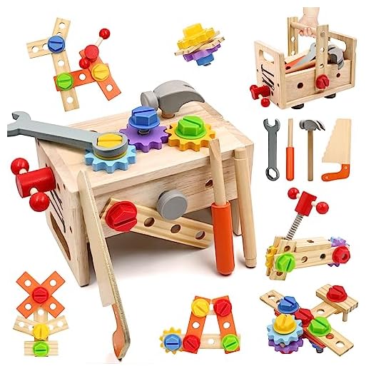 Montessori Wooden Tool Set for Kids, 29 Pcs Tool Toys for Toddler 1-3 Year Old with Tool Box, Educational Pretend Play Learning Resources Construction Stem Toys, Gifts for 3+ Years Old Boy Girl
