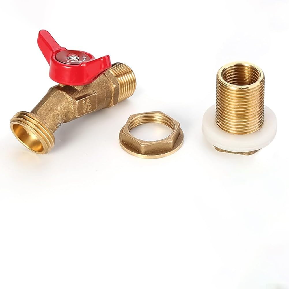 Rubinetto a Sfera in Ottone a Flusso Pieno, Maschio, Attacco per Tubo Flessibile da 1/2" NPT, Uscita da 3/4" GHT, Rubinetto per Esterno con Controllo dell'Acqua da Giardino
