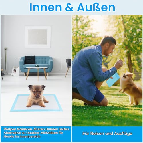 YSWOVUO 100 Stück Trainingspads für Hunde und Welpen, 33 x 45cm Welpen Unterlagen, Inkontinenzunterlage Einweg für Hunde, Welpenunterlagen Auslaufsicheres 5-lagiges Design, Urin Unterlage Hund