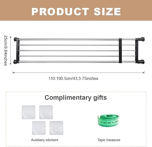 Miniatura 9 de Hershii Estante de tensión extensible para armario, estante de almacenamiento de metal ajustable, organizador de gabinete, separador de estantes