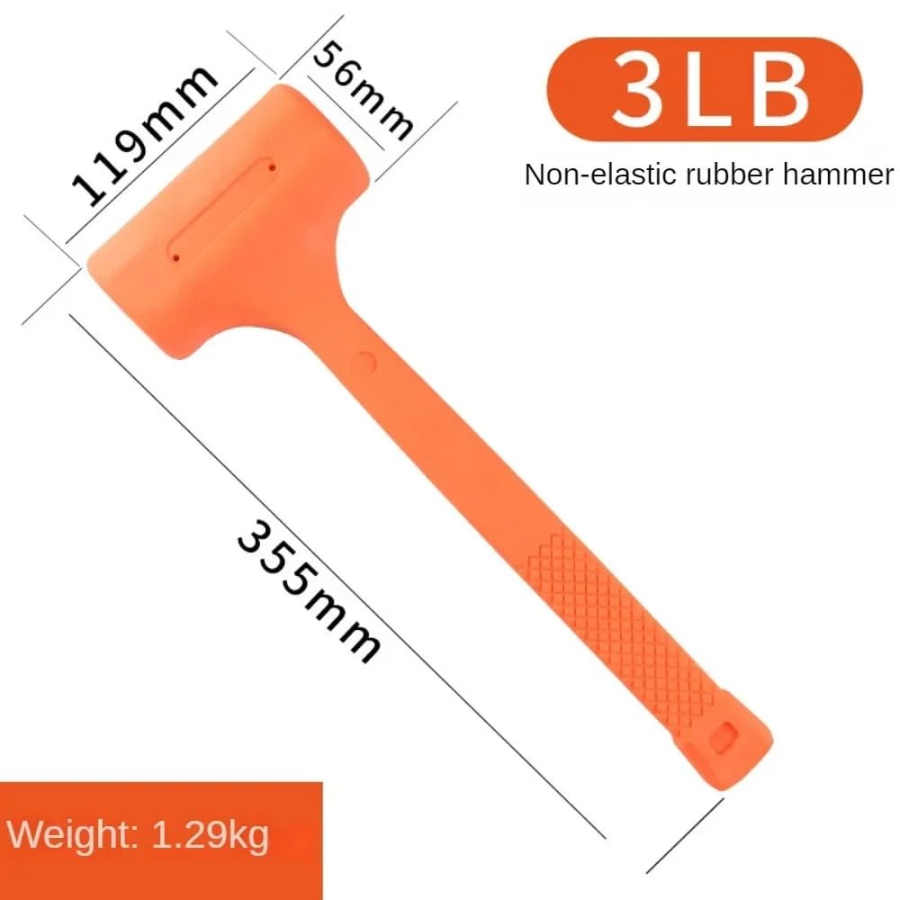 Mazas De Goma Martillo Unicast de goma silencioso suave naranja mazo golpe muerto 0,5-4LB instalar suelos madera multifuncionales