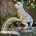 VOFSTAND Garden Statues Dog Statue with Solar LED Light, Ideal Gifts for Friends or Family's Birthday, Outdoor Decorations for Yard