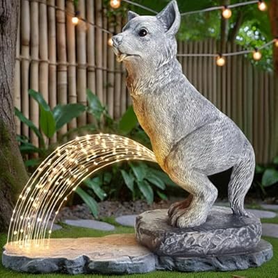 VOFSTAND Garden Statues Dog Statue with Solar LED Light, Ideal Gifts for Friends or Family's Birthday, Outdoor Decorations for Yard