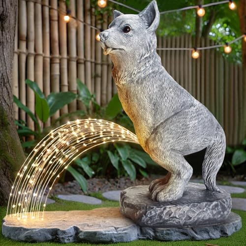 VOFSTAND Garden Statues Dog Statue with Solar LED Light, Ideal Gifts for Friends or Family's Birthday, Outdoor Decorations for Yard