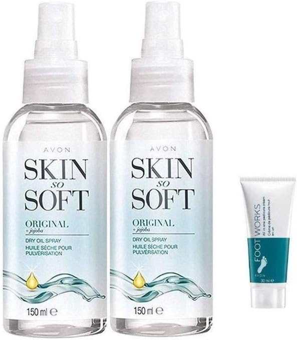 Avon X2 Skin So Soft Original Dry Oil Spray"Includes Free Foot Cream"