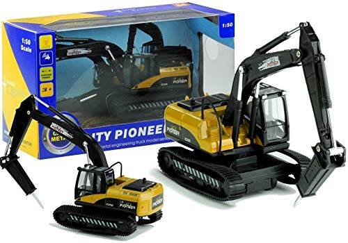 Lean Toys Baumaschine 1:50 Bagger mit Bohrer Baufahrzeug Spielzeug Fahrzeug Bagger Cover