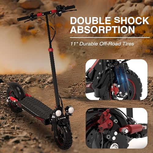 electric scooter for adults 1134 off road inflatable tire 48v 1821ah battery1200w motor all-terrain dual suspension electric scooter with seat double suspension 48v18ah-1200w-34mph