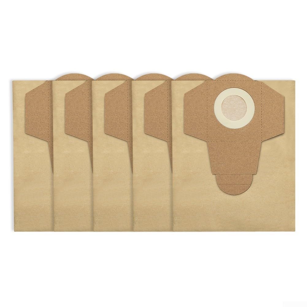 Sacchetti di ricambio per aspirapolvere, 20 l, per modelli a secco e umido, inclusi BT-VC 1250S, confezione da 5 sacchetti di carta progettati per filtrare efficacemente detriti e polvere