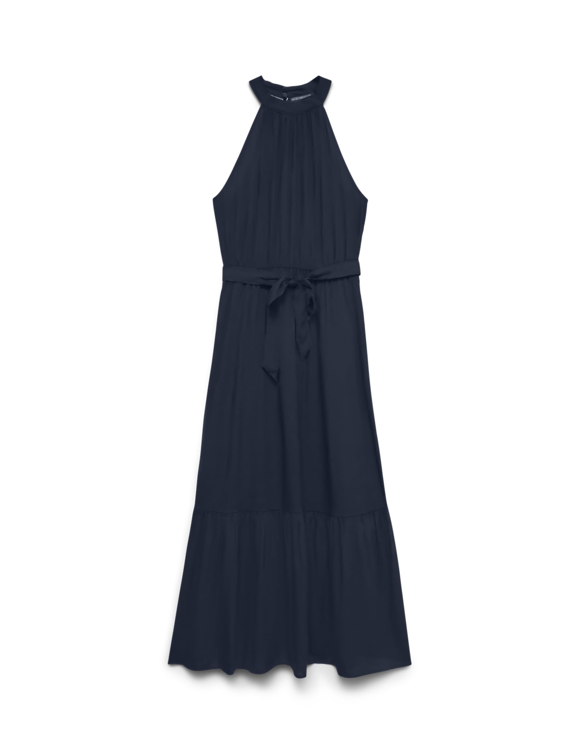 VERO Moda Women's Vmeasy Joy S/L Long Halterneck Dress WVN, Blazer Navy, M