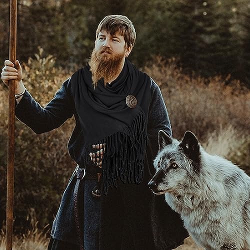 L'VOW Viking Cloak Medieval Half Shoulder Cape with Brooch Renaissance Roman Shawl Cape for Men Women2