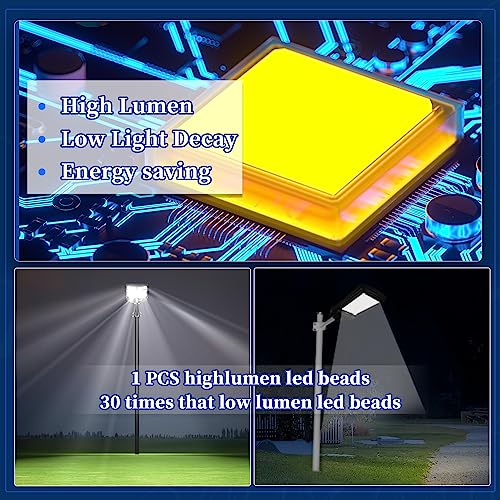 JAYNLT Y-2000W Lampione Solare Led Esterno, 60000LM 6500K Lampada Stradale Solare con Sensore Movimento, IP67 Impermeabile Faro Stradale con Pannello Solari Cortile, Garage - 3