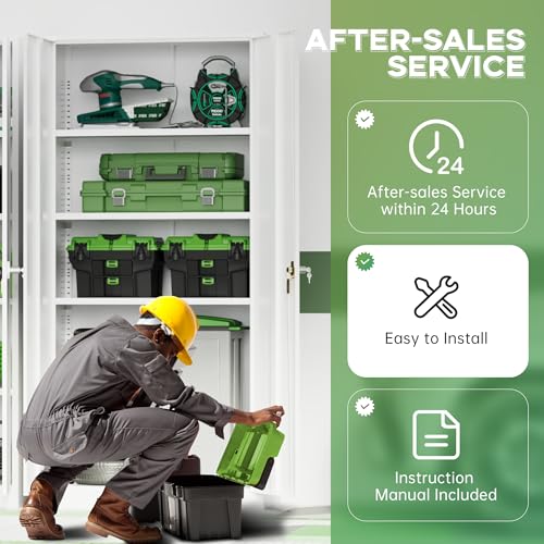 Image of INTERGREAT Metal Storage Cabinet,72 inch Steel Lockable File Cabinet with Locking Doors and Adjustable Shelves,Locking Tool Cabinets for Office,Home,Garage,Gym,School (White)