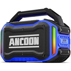 ANCOON Speakers Bluetooth Wireless: 80W(Peak) Loud Speaker with Bass, 20H Playtime, IPX6 Waterproof, Large Jobsite Speakers for Work, Outdoor, Workshop, Garage, Portable Speaker with TWS (Blue)