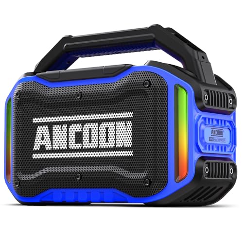 Image of ANCOON Speakers Bluetooth Wireless: 80W(Peak) Loud Speaker with Bass, 20H Playtime, IPX6 Waterproof, Large Jobsite Speakers for Work, Outdoor, Workshop, Garage, Portable Speaker with TWS (Blue)