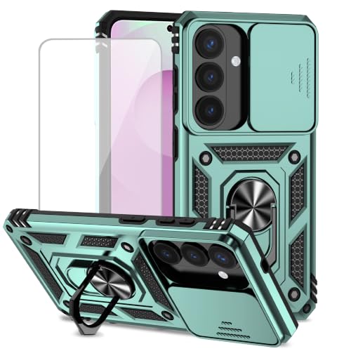 Coque anti-rayures Galaxy S26 verte avec verre trempé et cache de caméra