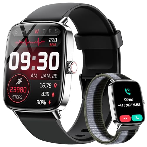 Smart Watch for Men (Answer/Make Calls), 1.85 HD Screen Fitness Watch with Bluetooth 5.3, Heart Rate/Sleep/SpO2 Monitor,110+ Sports Modes,IP68 Waterproof Smartwatch, Activity Tracker for Android iOS