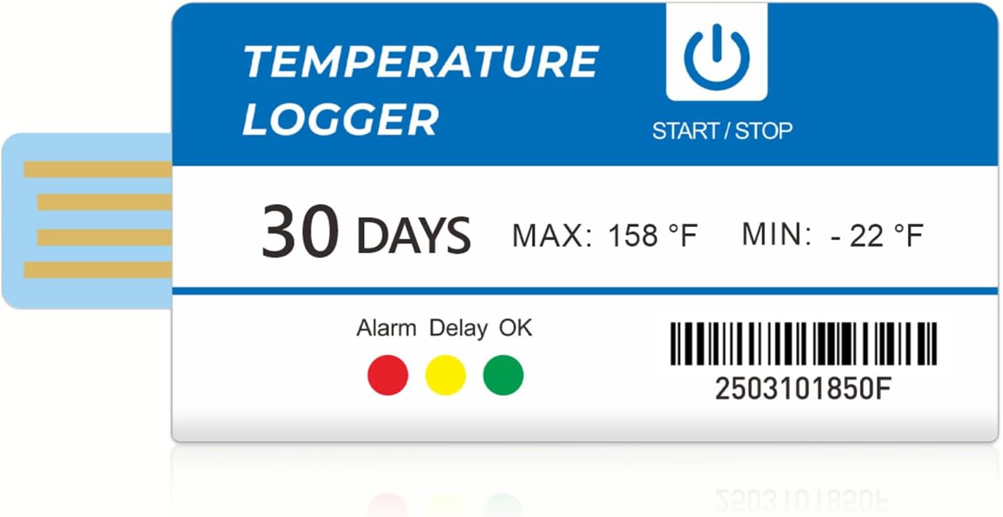 Temperature Data Logger USB Disposable Data Logger, 129600 Points PDF Reports, High Accuracy IP67 Waterproof Alarm Temp Data Logger for Lab Frozen Transportation Cold Chain Fresh Tag, 30 Days 1 Pack