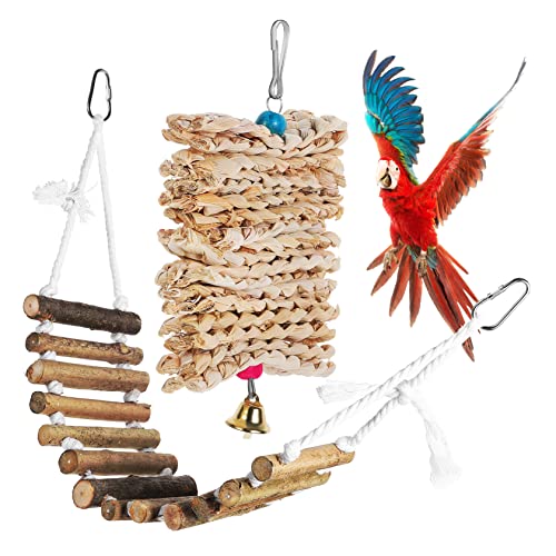 GALPADA 鳥吊り橋おもちゃとコーンフレーク噛み砕き用トイの 中小型鳥向