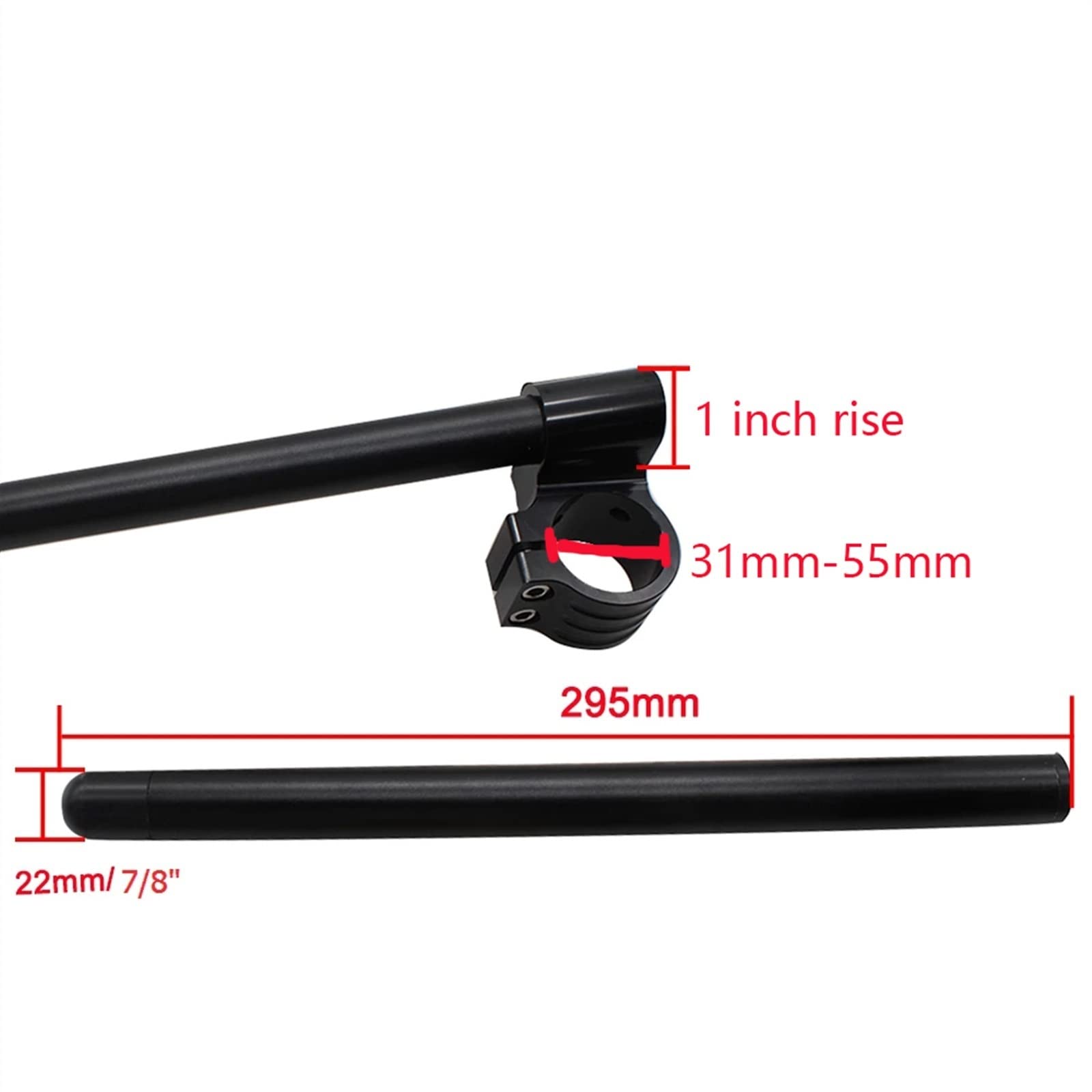 Rialzo Manubrio Moto Per Universal 7/8 "22mm Manubrio Moto Riser Rised Manubrio moto in alluminio CNC Clip-On Manubrio forcella Clip on Morsetto Riser Moto (Misurare : 4-Riser Black 36mm)