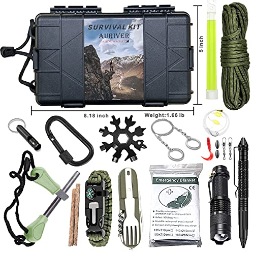 Survival Kit 15 in 1, Außen Notfall Set Survival Kit mit Rettungsdecke, Paracord Armband, Taschenlampe und weiterem Survival Ausrüstung Optimal für Wandern Camping Bushcraft Abenteuer – Bild 3