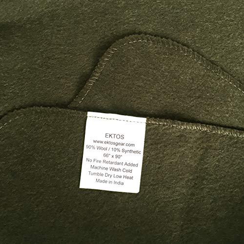 EKTOS 90% Wool Blanket, Olive Green, Warm & Heavy 4.0 lbs, Large Washable 66"x90" Size, Perfect for Outdoor Camping, Survival & Emergency Preparedness Use - Thumbnail 7