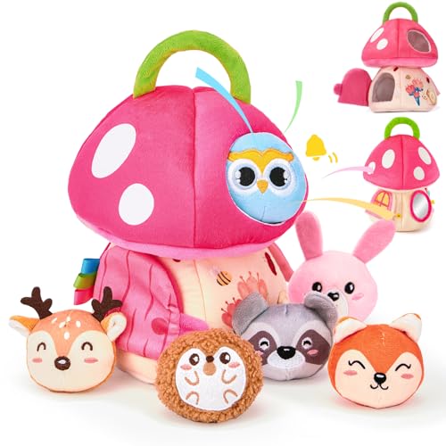 hahaland Baby Spielzeug 6 12 18 Monate, Pilzhaus mit Tieren Rassel,...