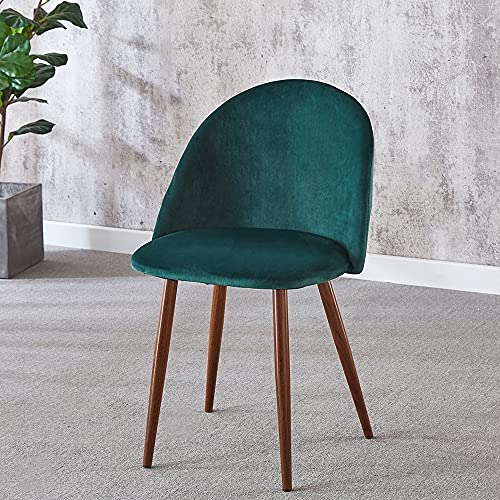 Image of 5-Piece Modern Round Dining Table Set, 35'' Wooden Table with 4 Velvet Upholstered Chairs, Compact Space-Saving Furniture for Small Apartments, Kitchens, and Dining Rooms (Gray Top, Green)