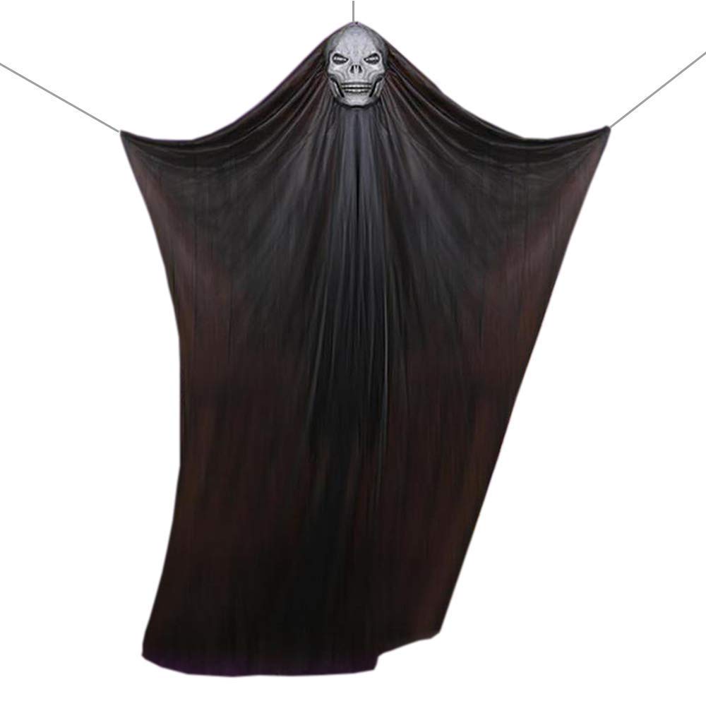 Wiszący rekwizyt na Halloween, wiszący szkielet, latający duch, długość 3,3 m, dekoracja wisząca na podwórko, imprezę, do baru (czarny)