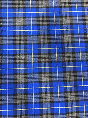 Tissu Tartan en viscose de qualité supérieure - Tissu doux - 150 cm - Bleu roi - 1 m x 150 cm