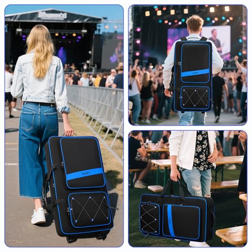 Image of BOSSTIN DJ Controller Case with Wheels Compatible with DDJ FLX10 /1000 /FLX6 /REV7 /REV5, Rolling DJ Case for Equipment, Padded Large DJ Backpack with Multi-Pocket for Laptop, Accessories (Blue)