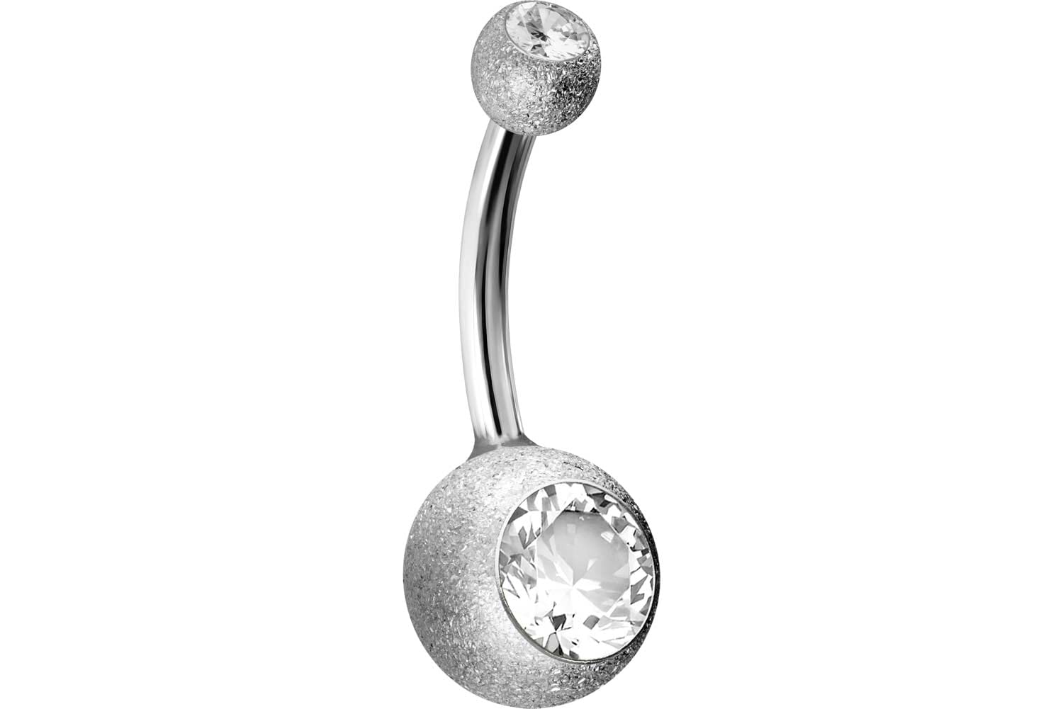 PIERCINGLINE 750er GOLD Bauchnabelpiercing | 18 KARAT | Diamantoptik & 2 Kristalle | Piercing Bananabell Banane | Farbauswahl