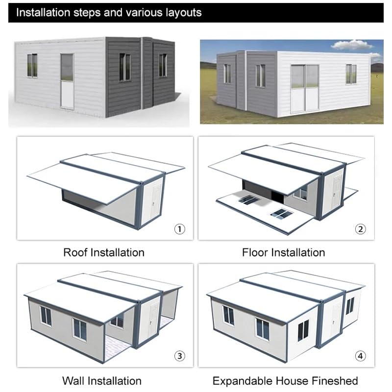 Portable Prefabricated Tiny Home 15x20ft, Mobile Expandable Plastic Prefab House 2 Bedrooms, Bathroom, Kitchen for Hotel, Booth, Office, Guard House, Shop, Villa, Warehouse, Workshop (with Restroom) - Image 6