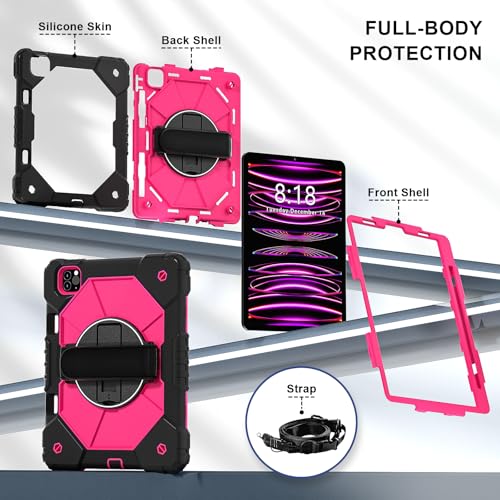 Coque iPad 11 antichoc silicone robuste avec support rotatif et sangle épaule - 3