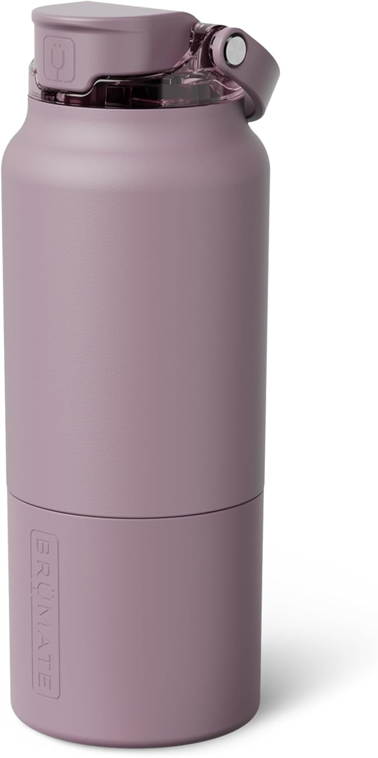 BrüMate Rise 35oz Water Bottle With 100% Leakproof Covered Silicone Straw | Insulated Stainless Steel Water Bottle With Removable Straw | Fast Flow | Soft Sip Silicone Spout | BPA-Free (Lilac Dusk)