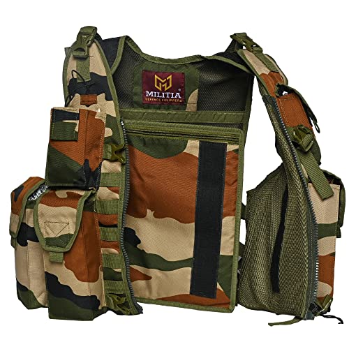 Image of MILITIA Tactical Vest bp armour plate harness Pouch front back pouch walkie talkie holder front zip jacket type
