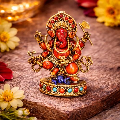 Pendentif Lord Ganesha argent 925 doré artisanat d'exception - 4