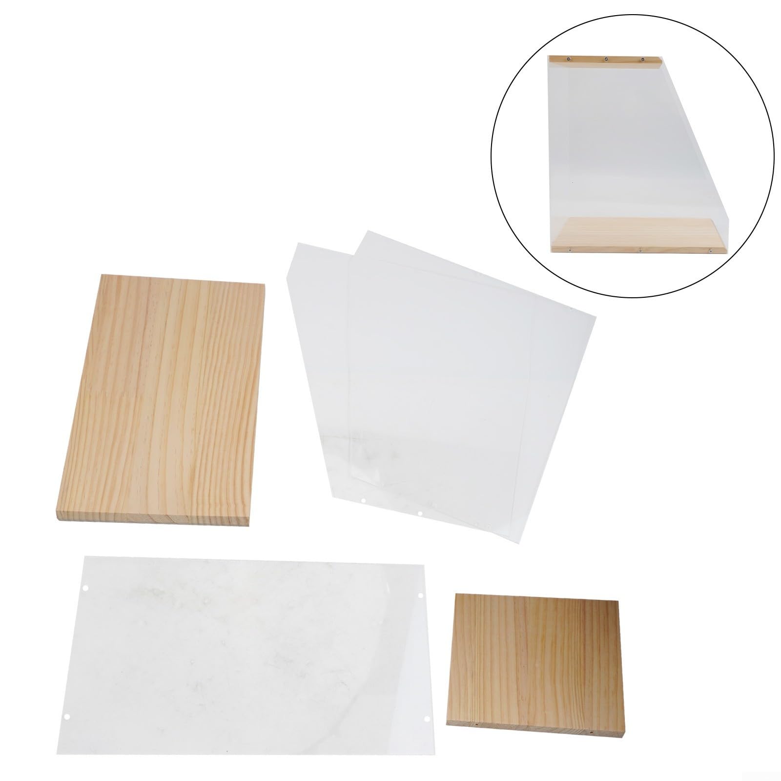 ZYWUOY Contenitore per dischi in vinile in legno massello con inserti in acrilico trasparente