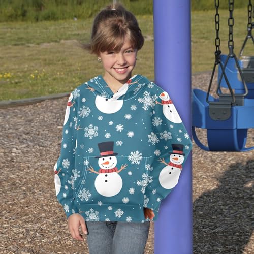 Kids Hoodies Sweaters Christmas Snowman Hooded Sweatshirts with Big Pockets for Boys Girls B04000374