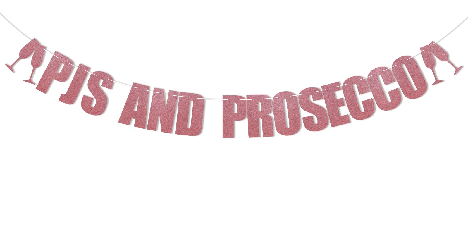 Pjs and Prosecco Banner, PJs and Prosecco Bachelorette Party Decorations, Bridal Shower Bachelorette Weekend Decorations Rose Gold Glitter