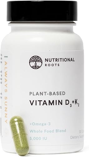 Vitamina D3 y K2-5,000 iu - 1 mil millones de probióticos CFU - Algal Omega 3 DHA - Apoyo inmunológico - Suplemento dietético - Fórmula vegana -