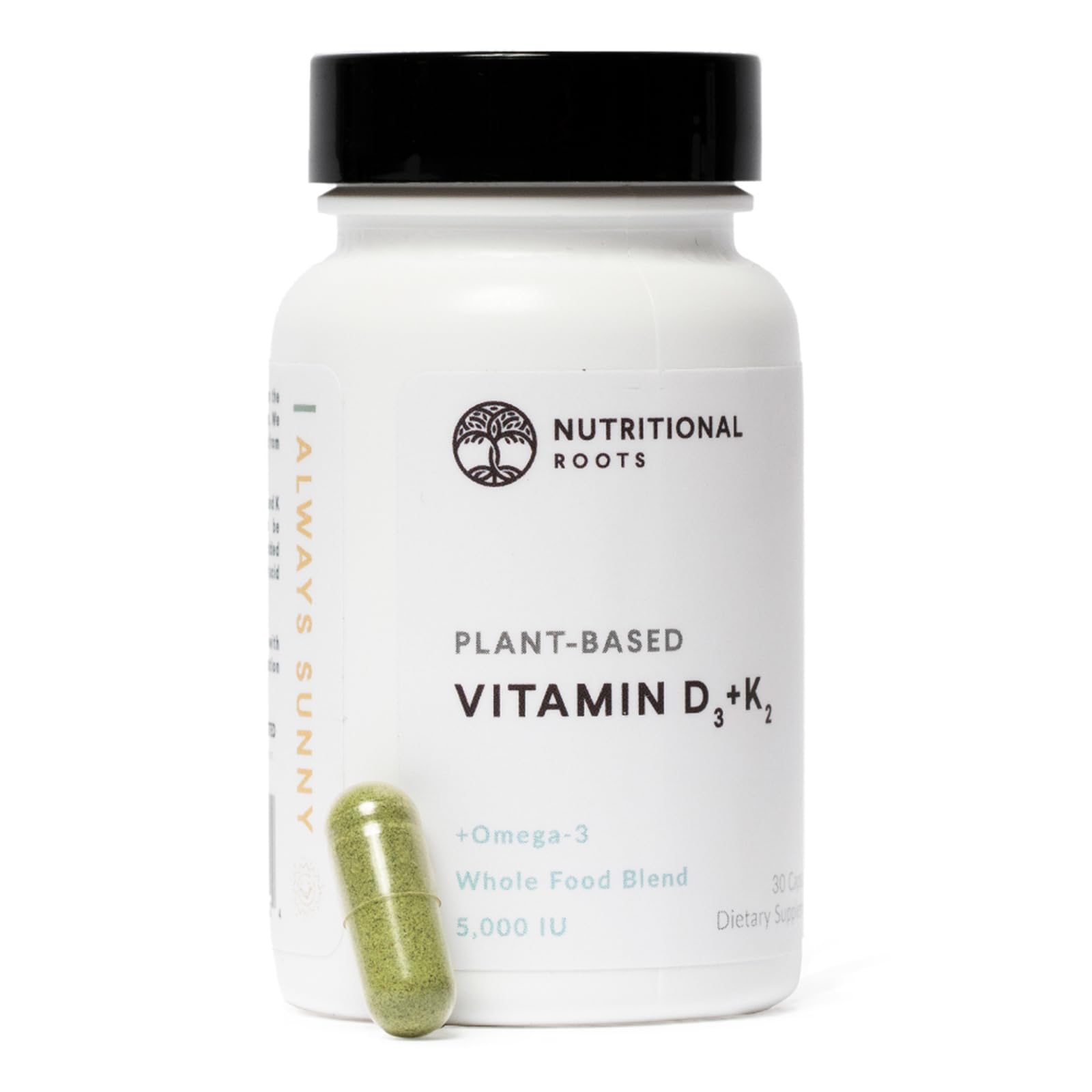 Nutritional Roots - Vitamin D3 & K2-5,000 iu - 1 Billion CFU Probiotics - Algal Omega 3 DHA - Immune Support - Dietary Supplement - Vegan Formula - 1 Month Supply - 30 Capsules