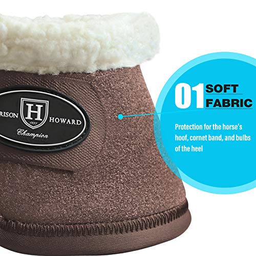 Image of Harrison Howard Essential Bell Boots Shock Absorption with Fleece Trim Non-Rotating Reinforcement