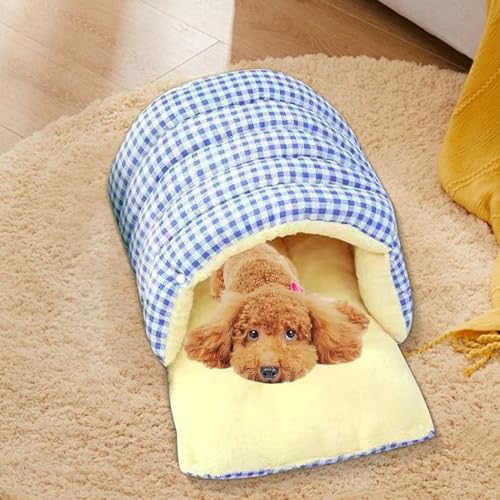 Hundenest – Haustiernest | niedliches verdicktes kariertes Welpenbett | tragbare warme Tasche für Haustiere | waschbarer Katzenschlafbedarf für Sofa, Bett, Stuhl und Boden