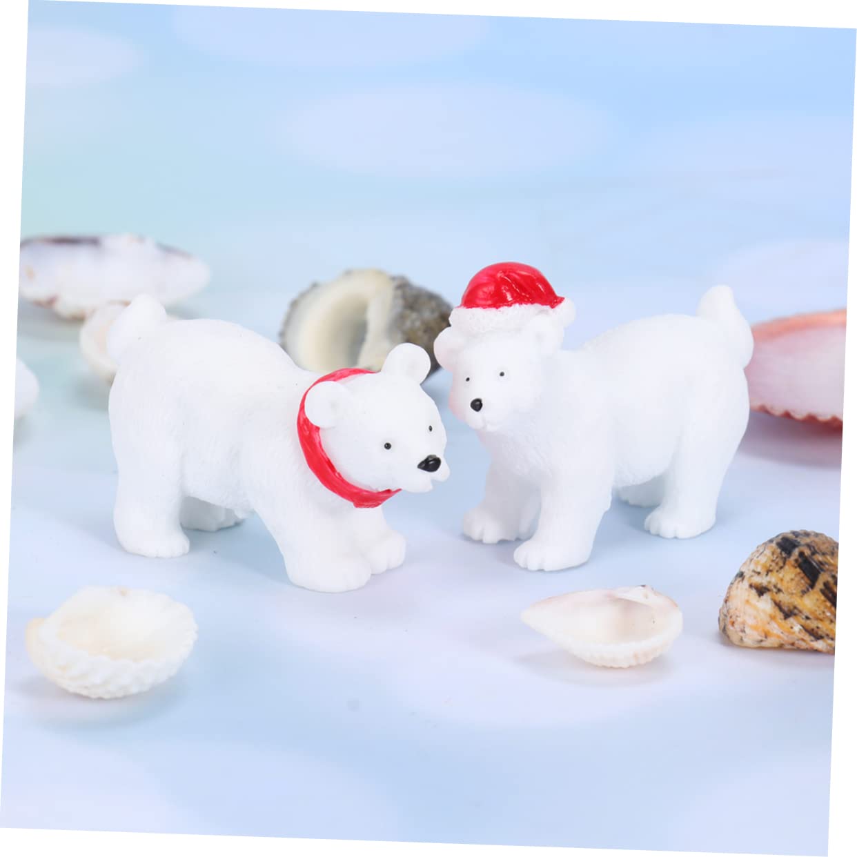 TOPBATHY Set di 6 Miniature di Orso Artico Natalizio in Resina Sintetica, Decorazioni Natalizie Uniche per Ufficio e Mobile, Ornamenti Creativi per Natale da Tavolo Stili multipli