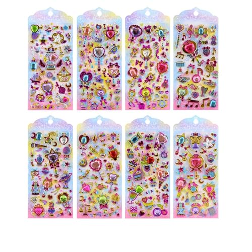 Pegatina hinchada para niños, pegatinas de para niños y niñas, pegatina pequeña reutilizable para funda de teléfono, cuaderno, pegatinas de piedras preciosas artesanales para manualidades