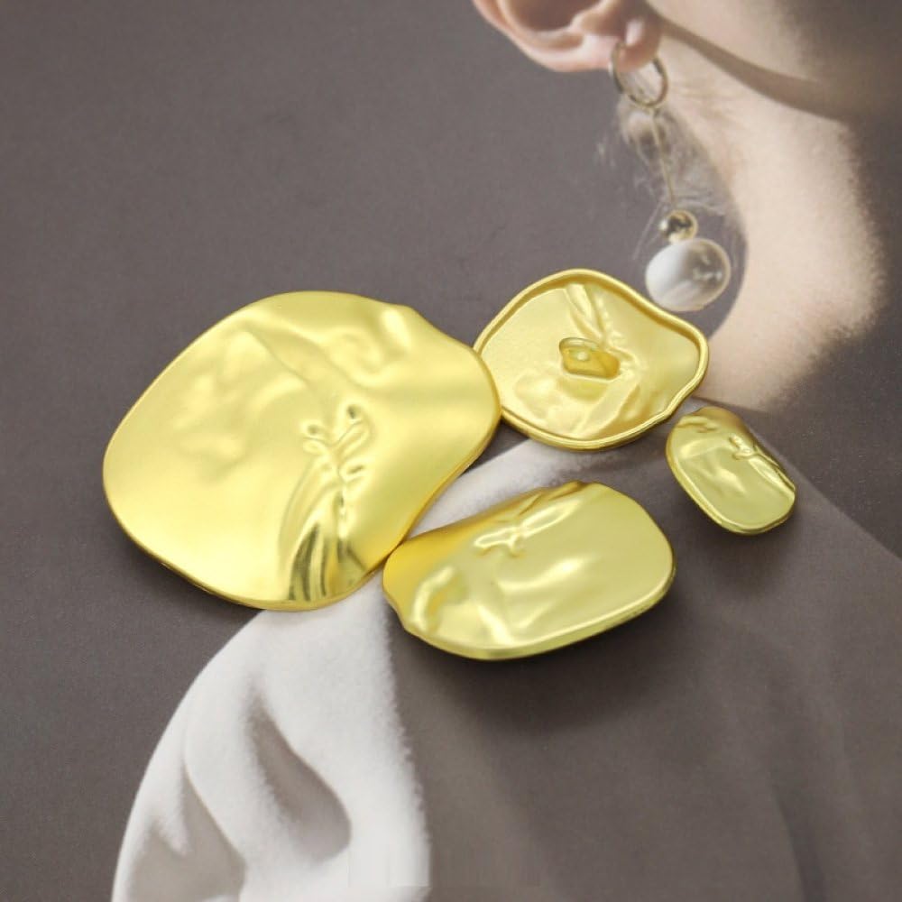 LIBERGA 20 Pcs Irregular Metal Buttons with Shank, Fashion Decorative Sewing Button for Clothes Cardigans Coat Craft Projects, Golden, 30mm