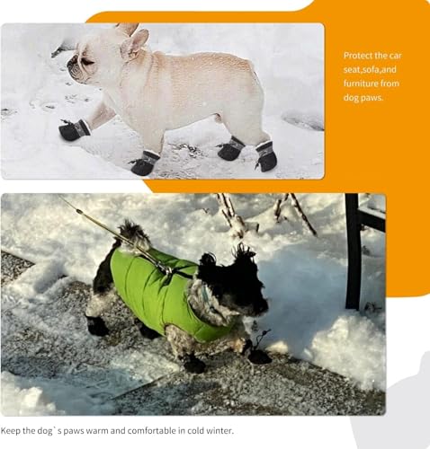 4PCS Hundeschuhe,Hundeschuhe Pfotenschutz,Schneestiefel für Hunde,Geeignet für Kleine und Mittelgroße Hunde, rutschfest und Warm Im Winter, Geeignet für Outdoor-Aktivitäten (Schwarz 5)